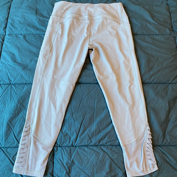 VSX Victorias Secret Sport Knockout Leggings Tight 7/8 length XL Mesh Panel Gray - Picture 4 of 6